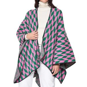 46. Women’s Pink/Green Geometric Knitted Kimono NWT